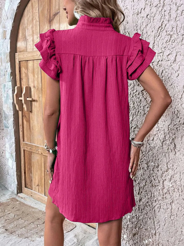 Ruffled Notched Cap Sleeve Mini Dress - product image 13