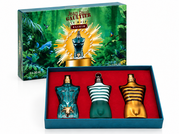 Jean Paul Gaultier Men's Fragrance Gift Set 3 x 30ml | Le Male, Le Male Elixir & Le Beau