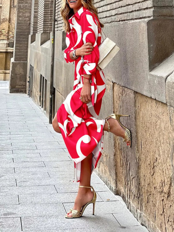 Printed Collared Neck Shirt Dress - product image 6