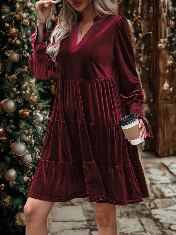 Velvet Tiered Notched Mini Dress - product image 7