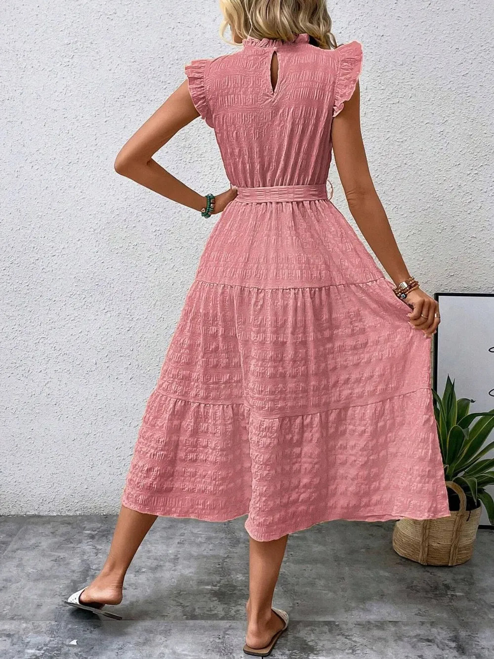Tied Ruffled Cap Sleeve Midi Dress - product image 31