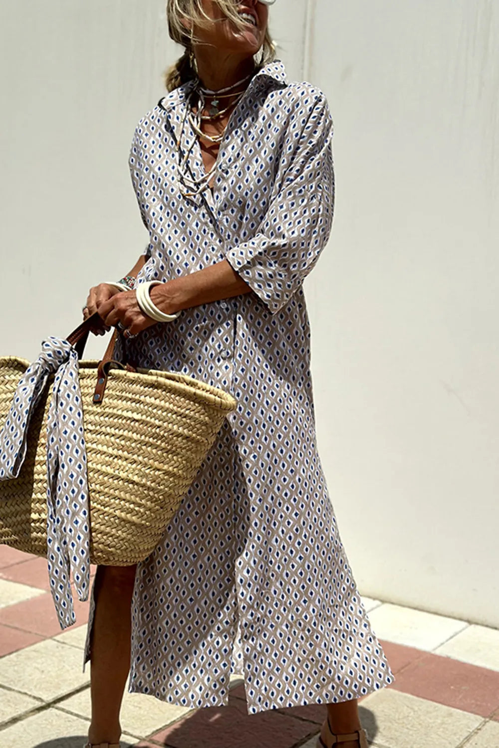 Tied Button Up Three-Quarter Sleeve Dress - product image 15