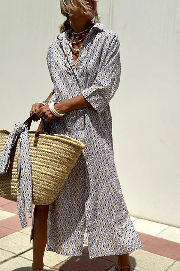 Tied Button Up Three-Quarter Sleeve Dress - product image 15