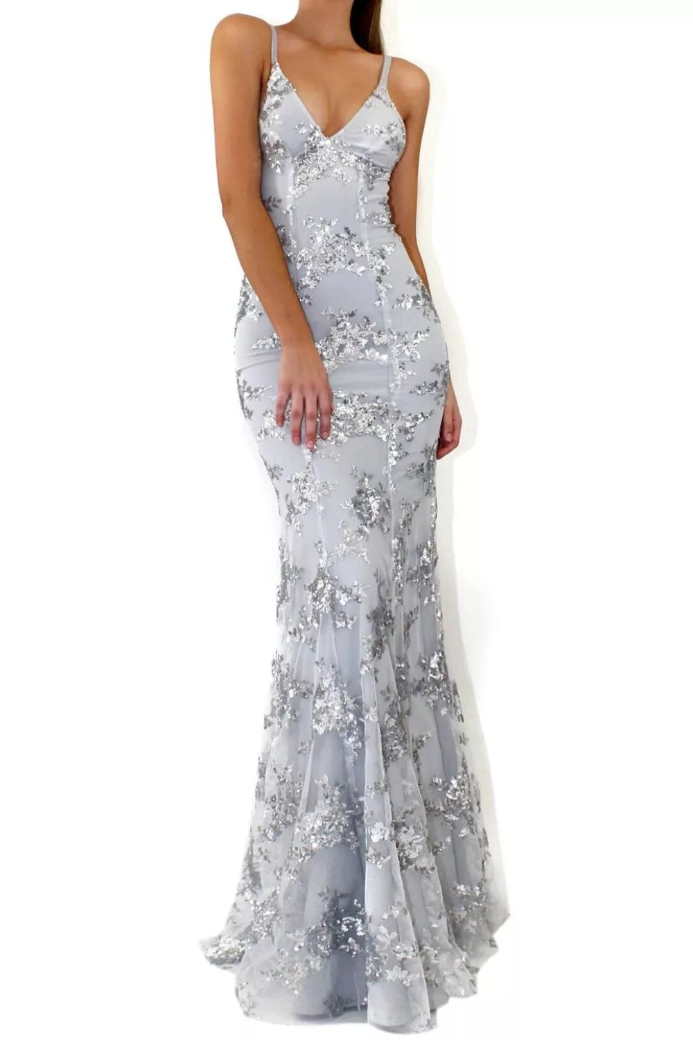 Sequin Tie Back V-Neck Maxi Dress Main image