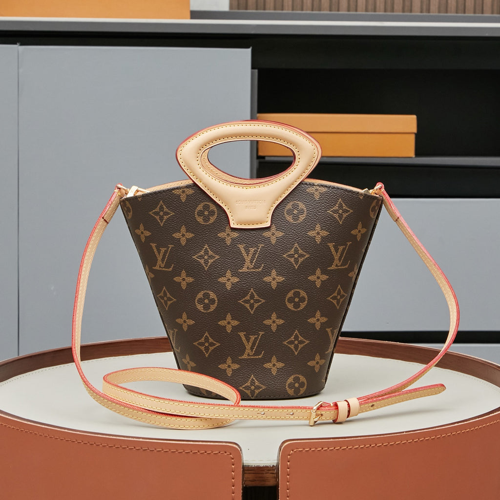 Luxury Structured Mini Top Handle Shoulder Bag – Brown