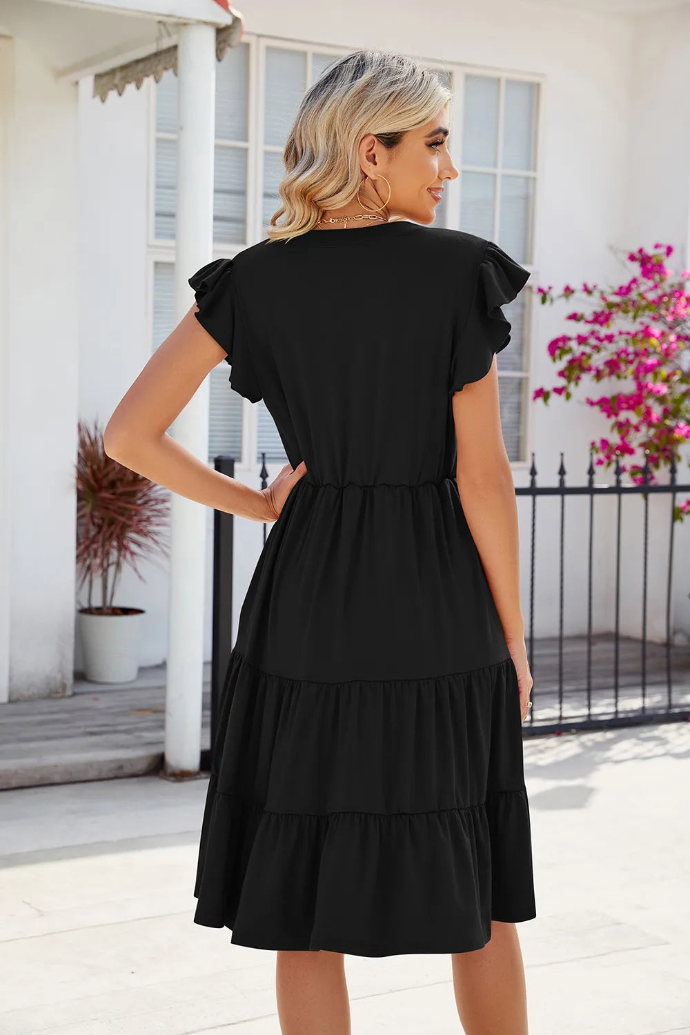 Ruched Notched Cap Sleeve Dress - product image 12
