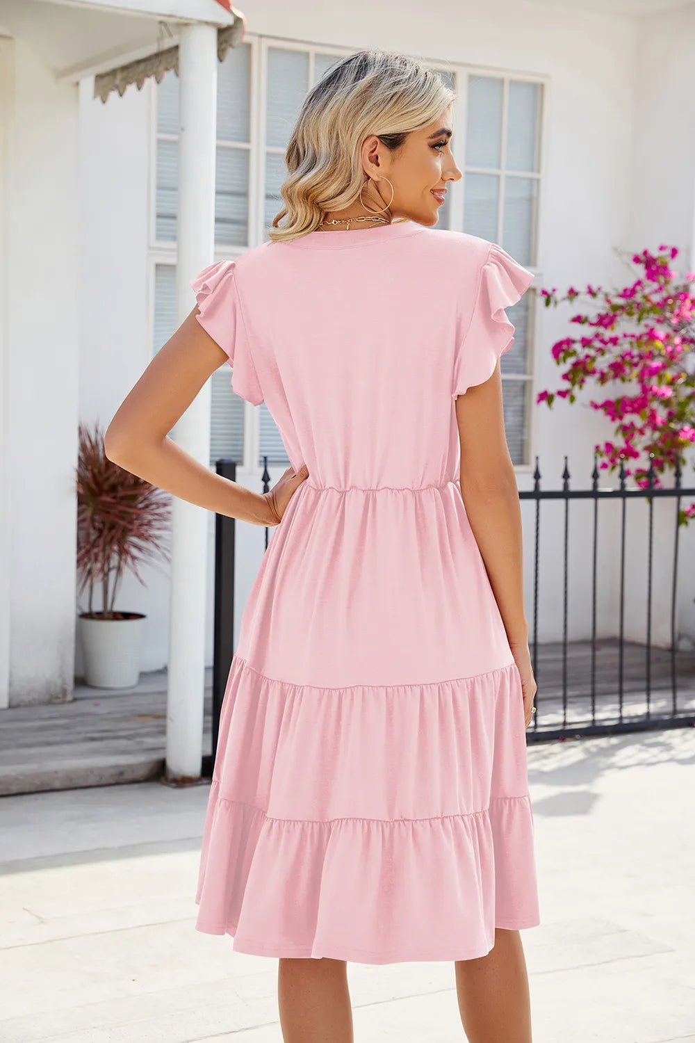 Ruched Notched Cap Sleeve Dress - product image 8
