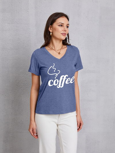 COFFEE V-Neck Short Sleeve T-Shirt