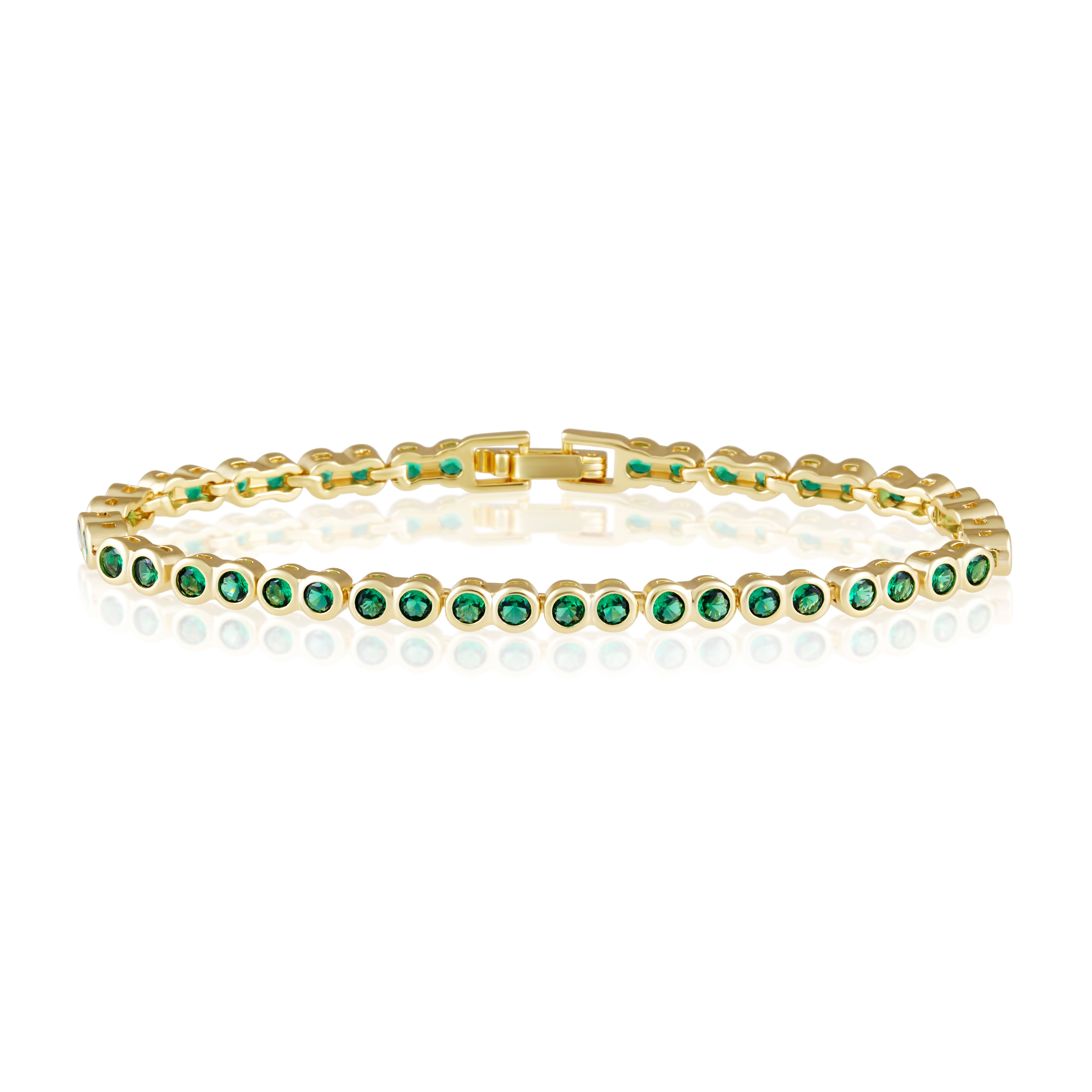 Bezel Tennis Bracelet- Emerald Main image
