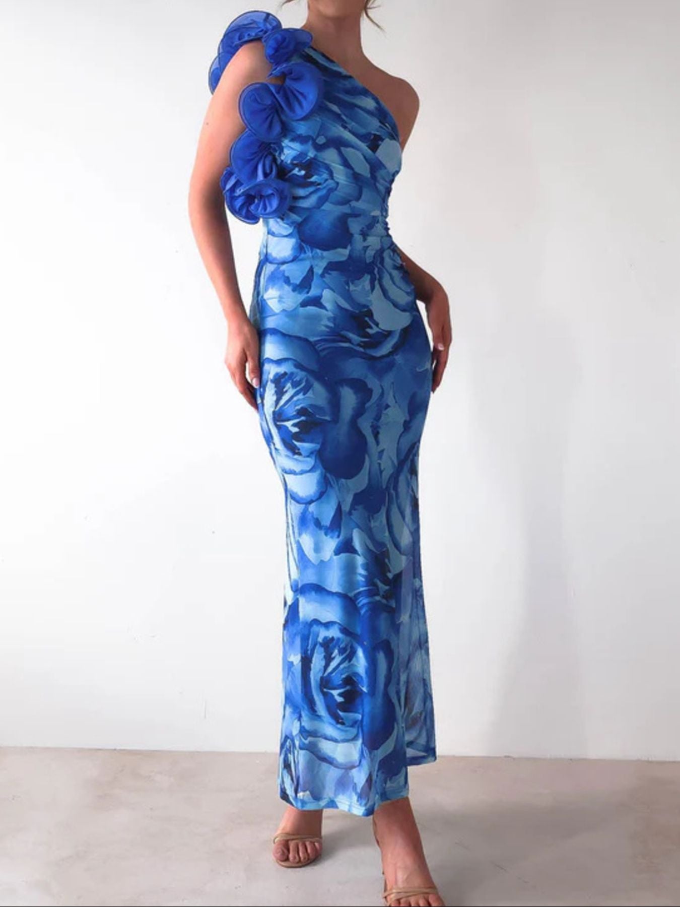 Floral Print One-Shoulder Maxi Dress - product image 4