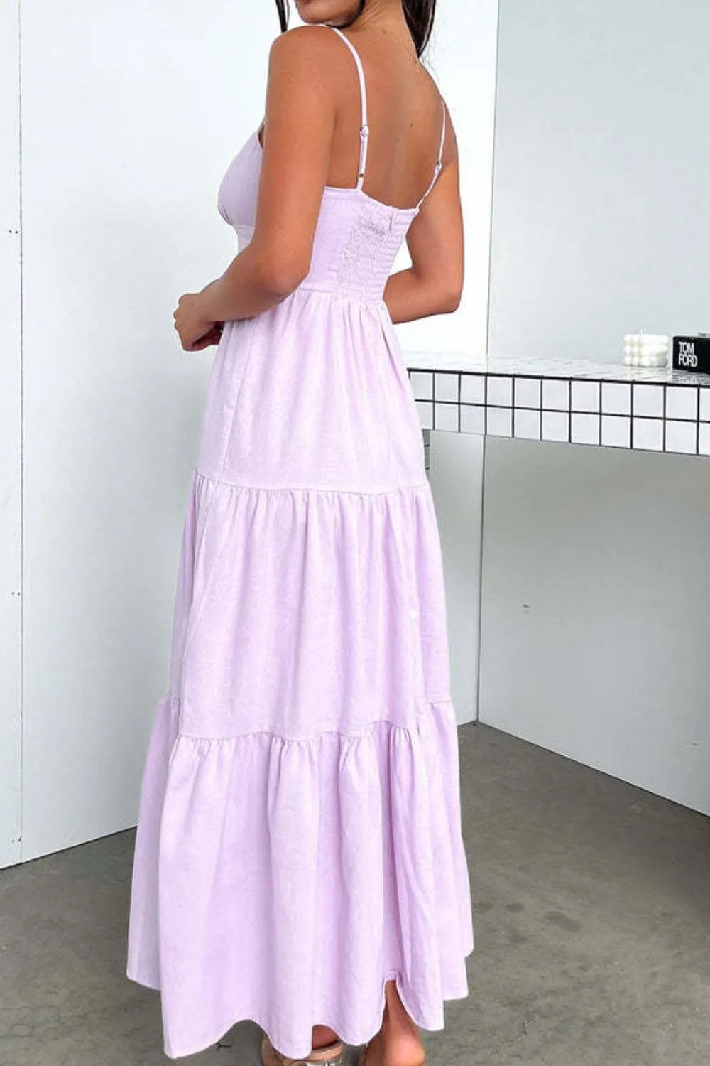 Cut-Out Tiered Dress with Spaghetti Straps view 10 - Shopiebay