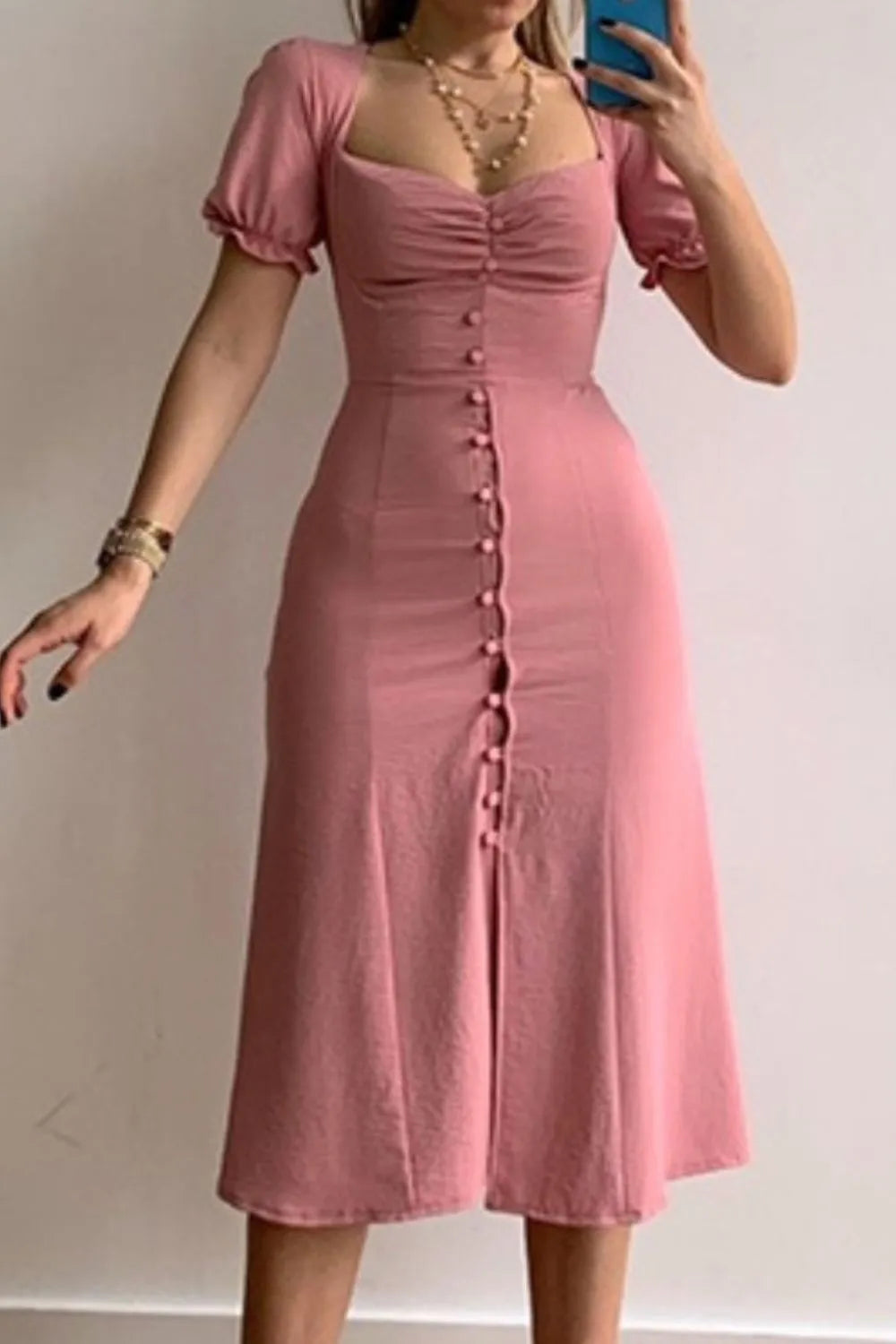Sweetheart Neck Short Sleeve Dress - product image 3