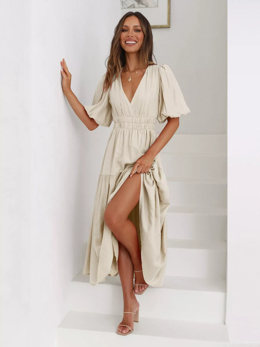 Tiered Puff Sleeve Midi Dress - product image 14