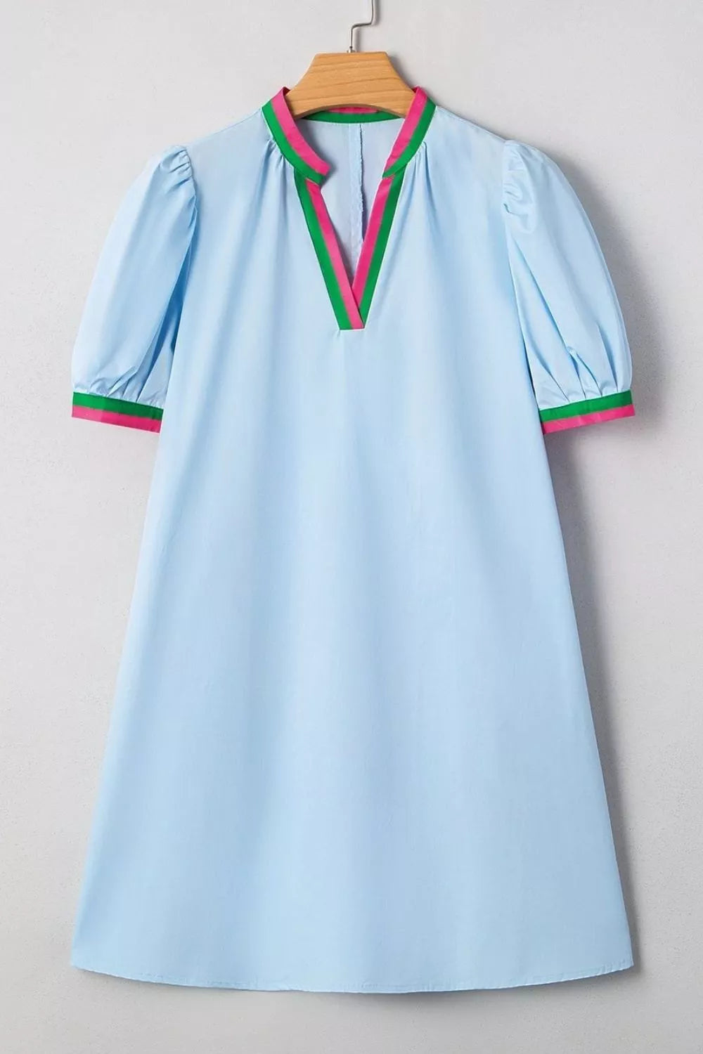 Puff Sleeve Mini Dress with Contrast Trim - product image 6