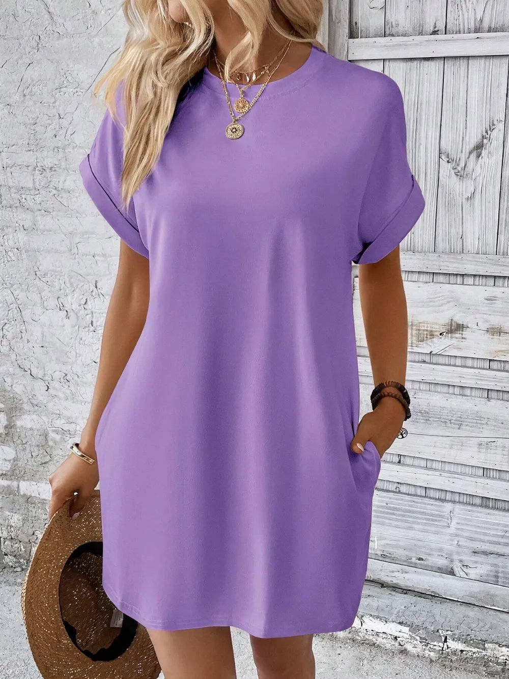 Round Neck Short Sleeve Mini Dress - product image 16