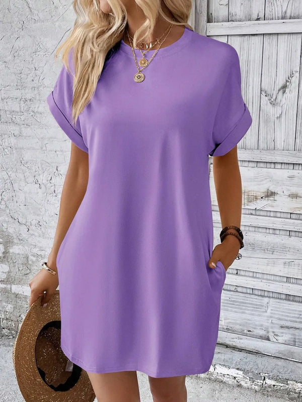 Round Neck Short Sleeve Mini Dress - product image 16