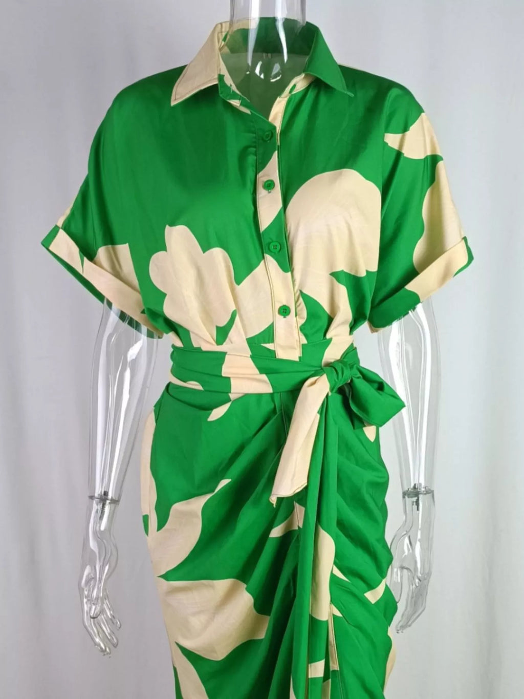 Tie Waist Short Sleeve Shirt Dress - product image 2