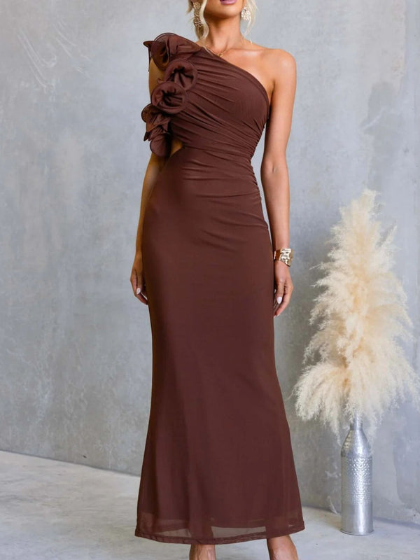 One-Shoulder Floral Trim Sleeveless Maxi Dress - product image 25