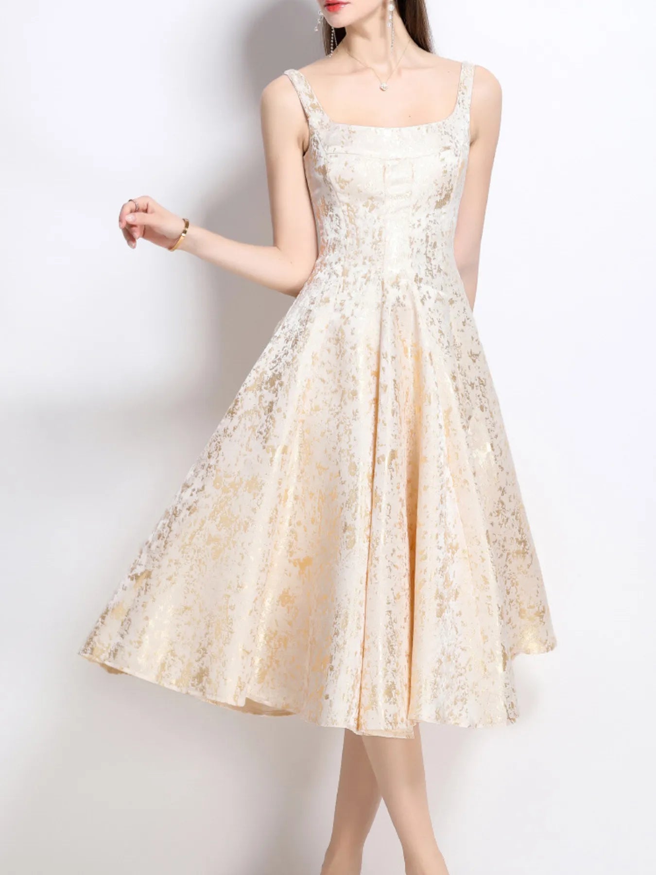 Floral A-Line Sleeveless Midi Dress - Shopiebay women's boutique Main image