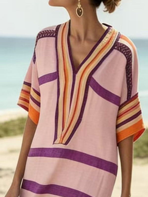 Full Size Striped Half Sleeve Midi Dress Plus Size - product image 8