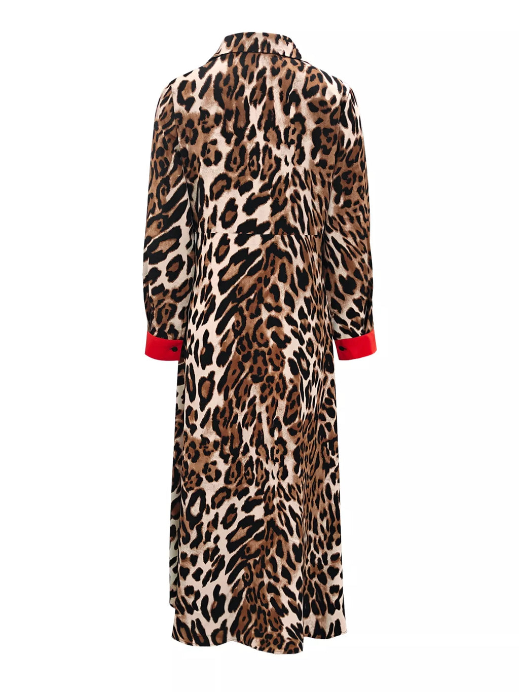 Leopard Print Long Sleeve Shirt Dress with Contrast Trim - product image 12