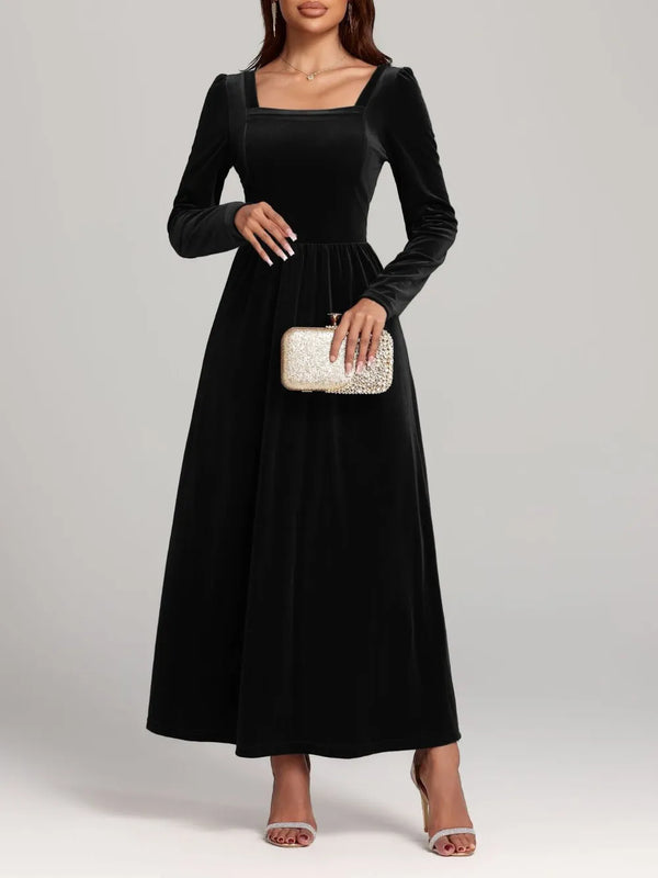 Velvet Square Neck Long Sleeve Dress - product image 4