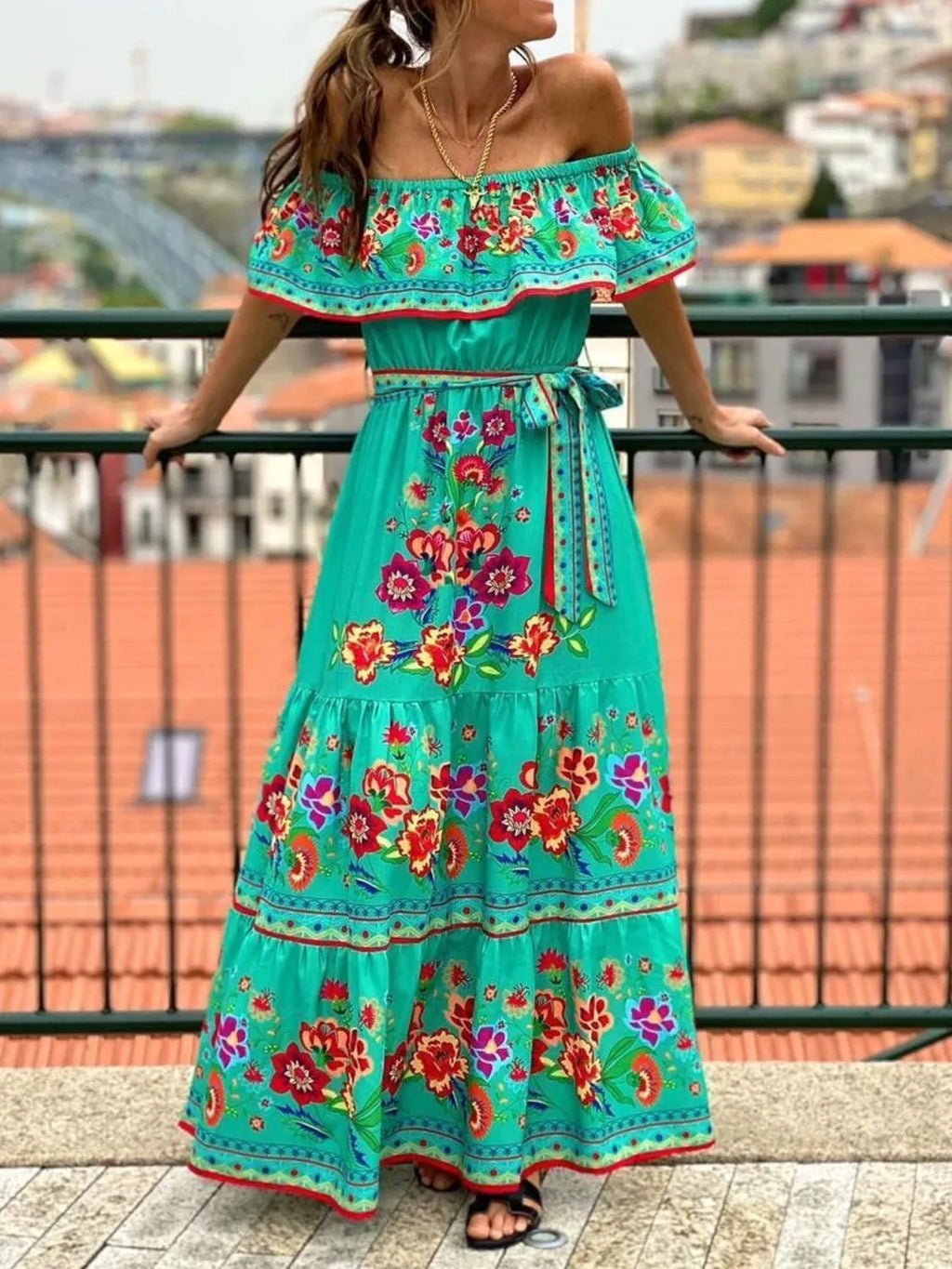 Floral Off Shoulder Ruffle Maxi Dress - product image 11