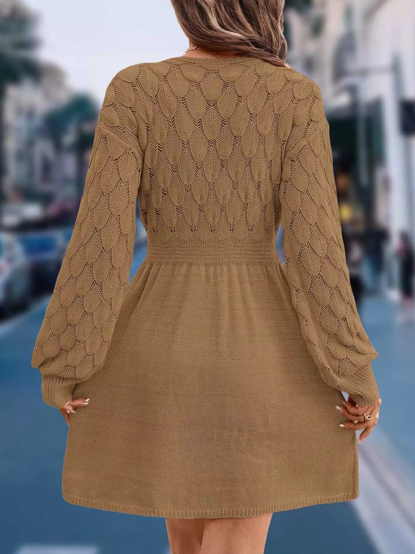 V-Neck Long Sleeve Sweater Dress - product image 17
