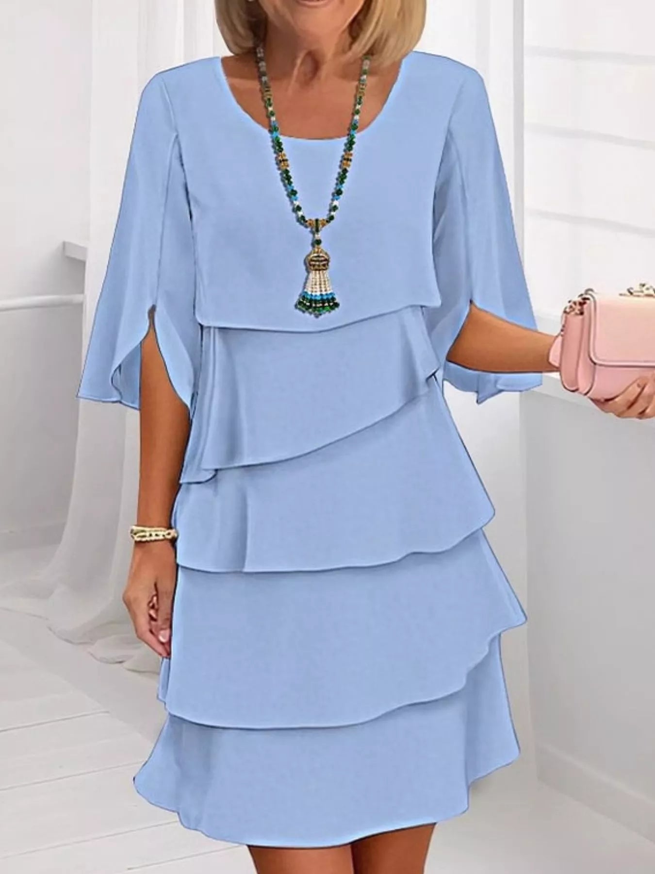 Full Size Ruffled Layered Flutter Sleeve Dress Plus Size view 7 - Shopiebay