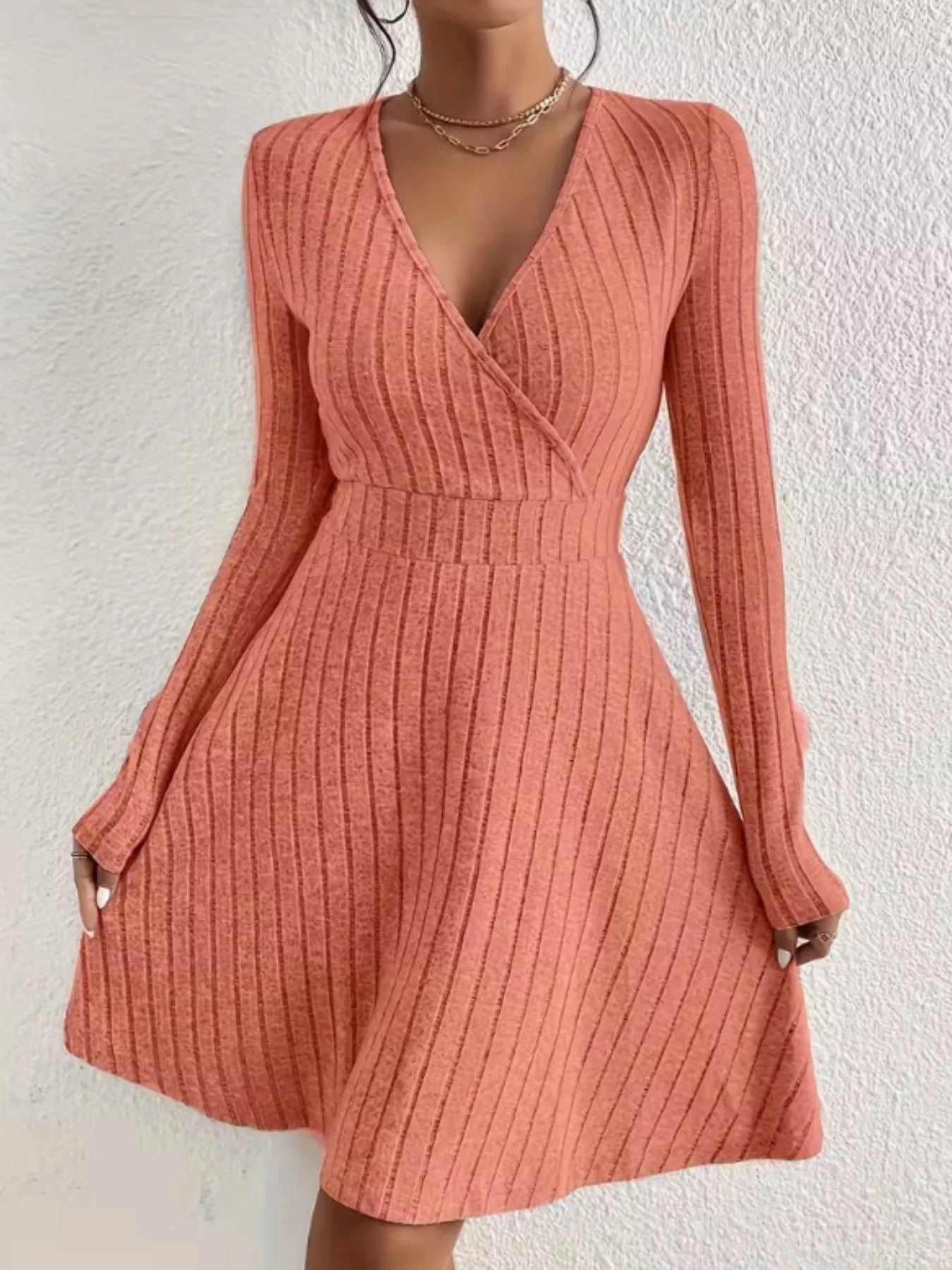 Ribbed Knit Wrap Mini Dress - product image 26