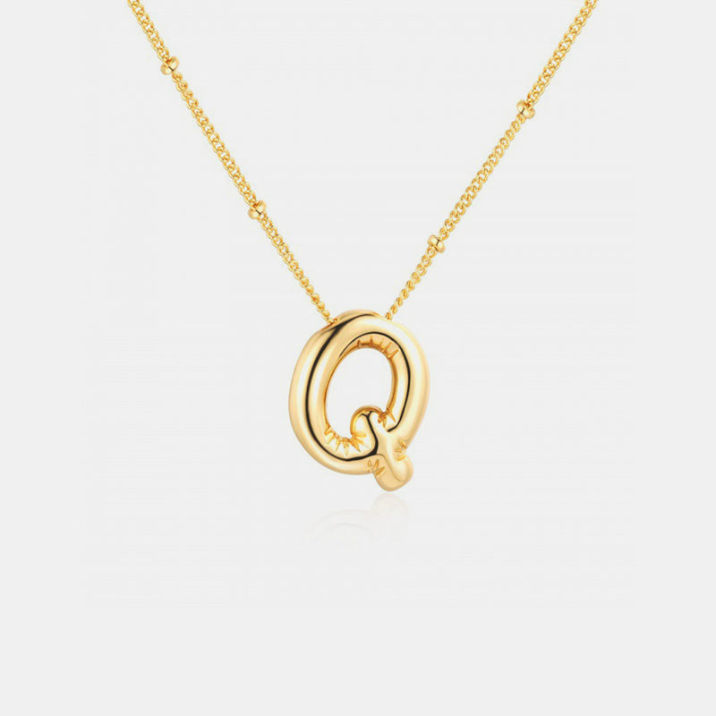 Gold-Plated Letter Pendant Necklace