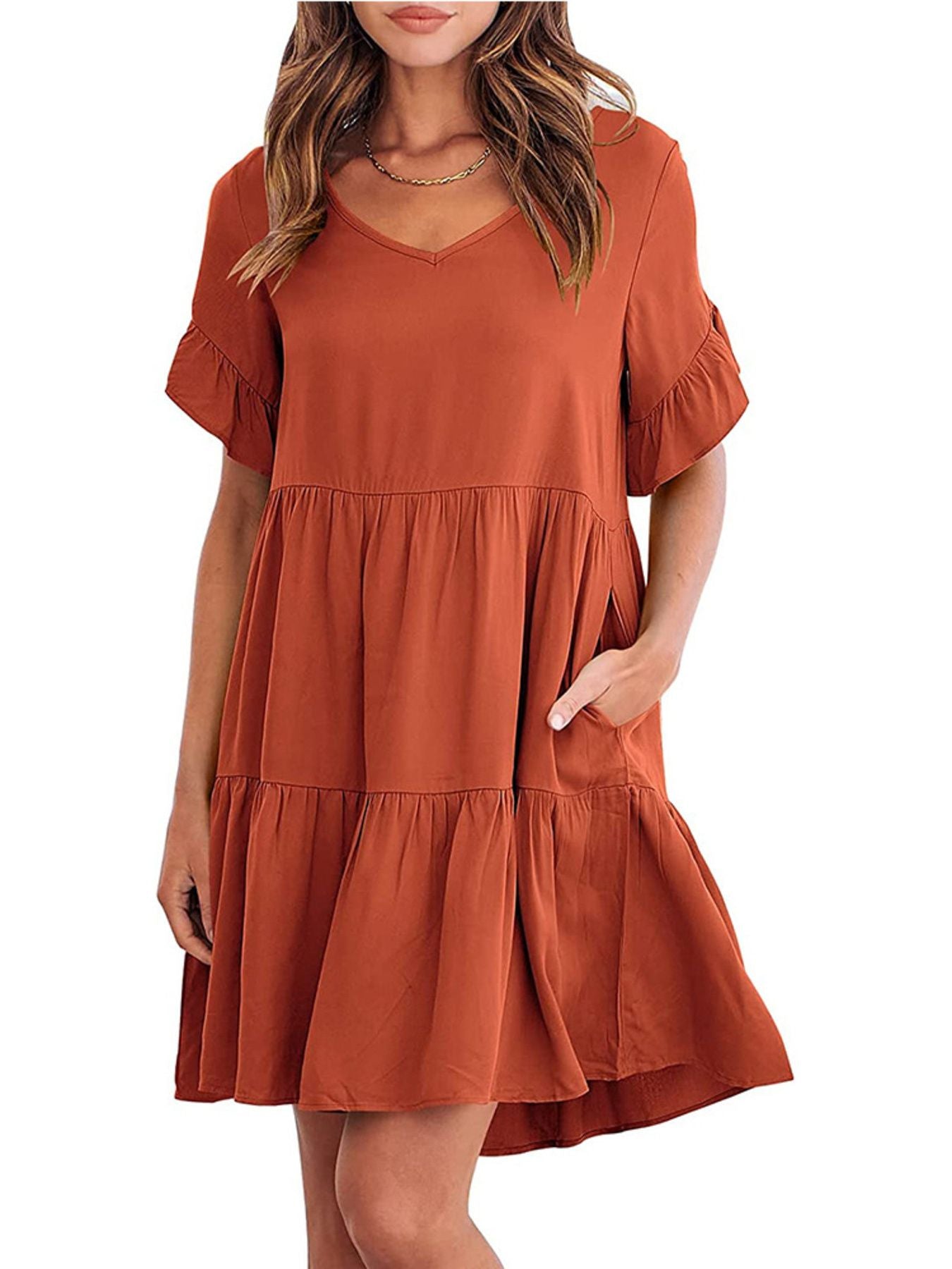 Ruffled Sleeve Tiered Mini Dress - product image 10