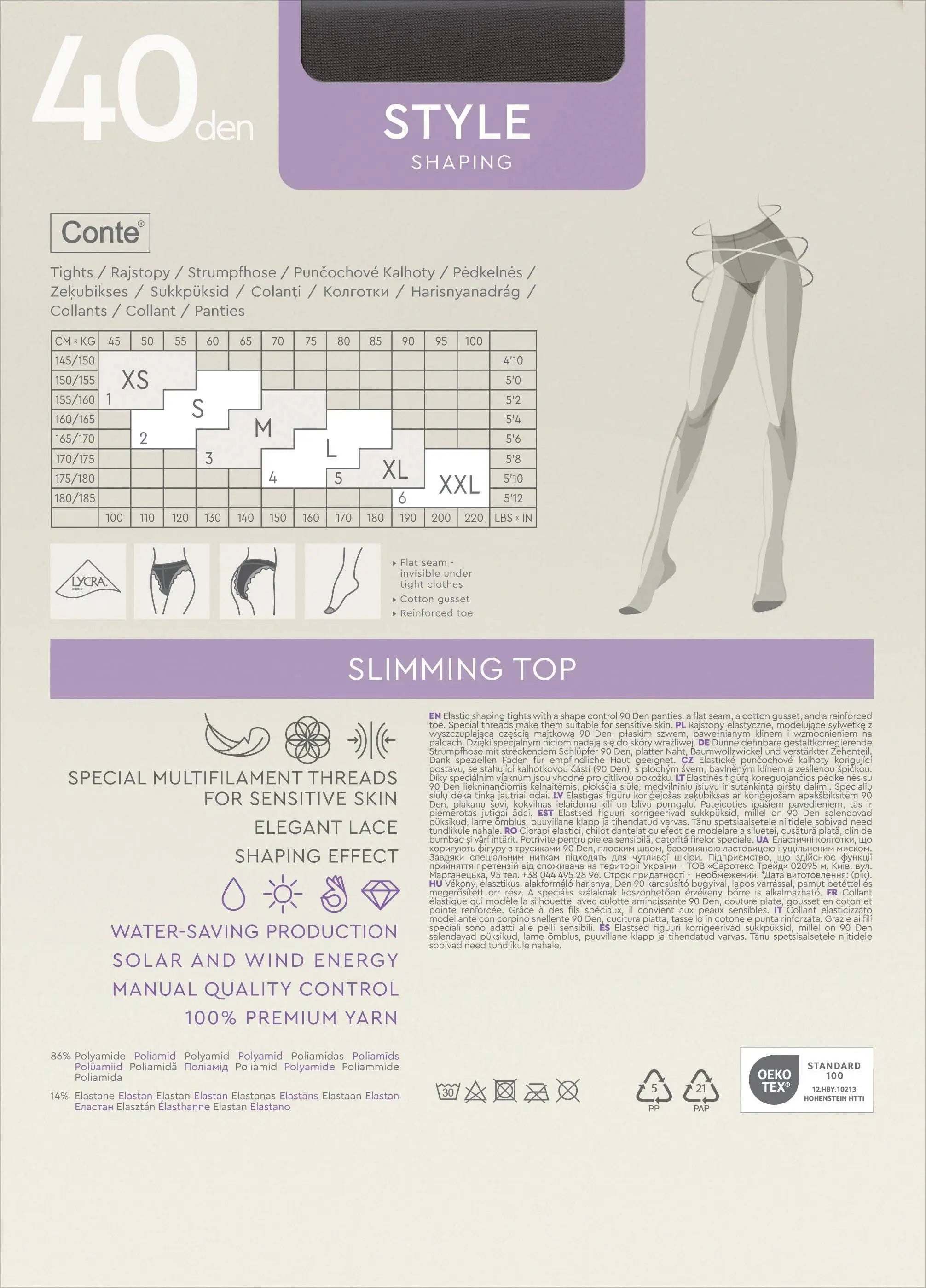 Tights Conte Style 40 Den - Ajour Control Top