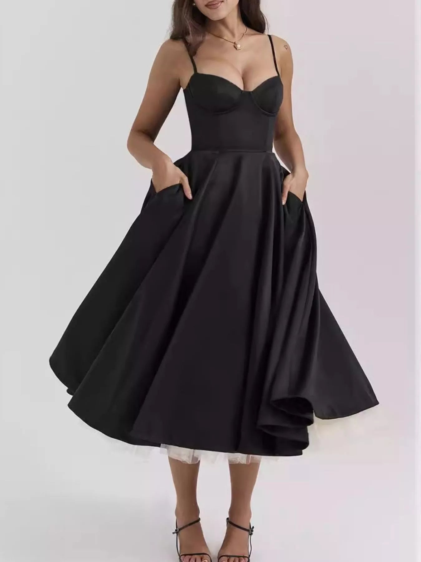 Sweetheart Neck A-Line Midi Dress Main image