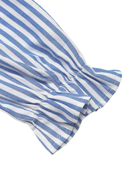 Striped Half Sleeve Mini Shirt Dress view 8 - Shopiebay