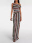 One-Shoulder Zigzag Knit Maxi Dress