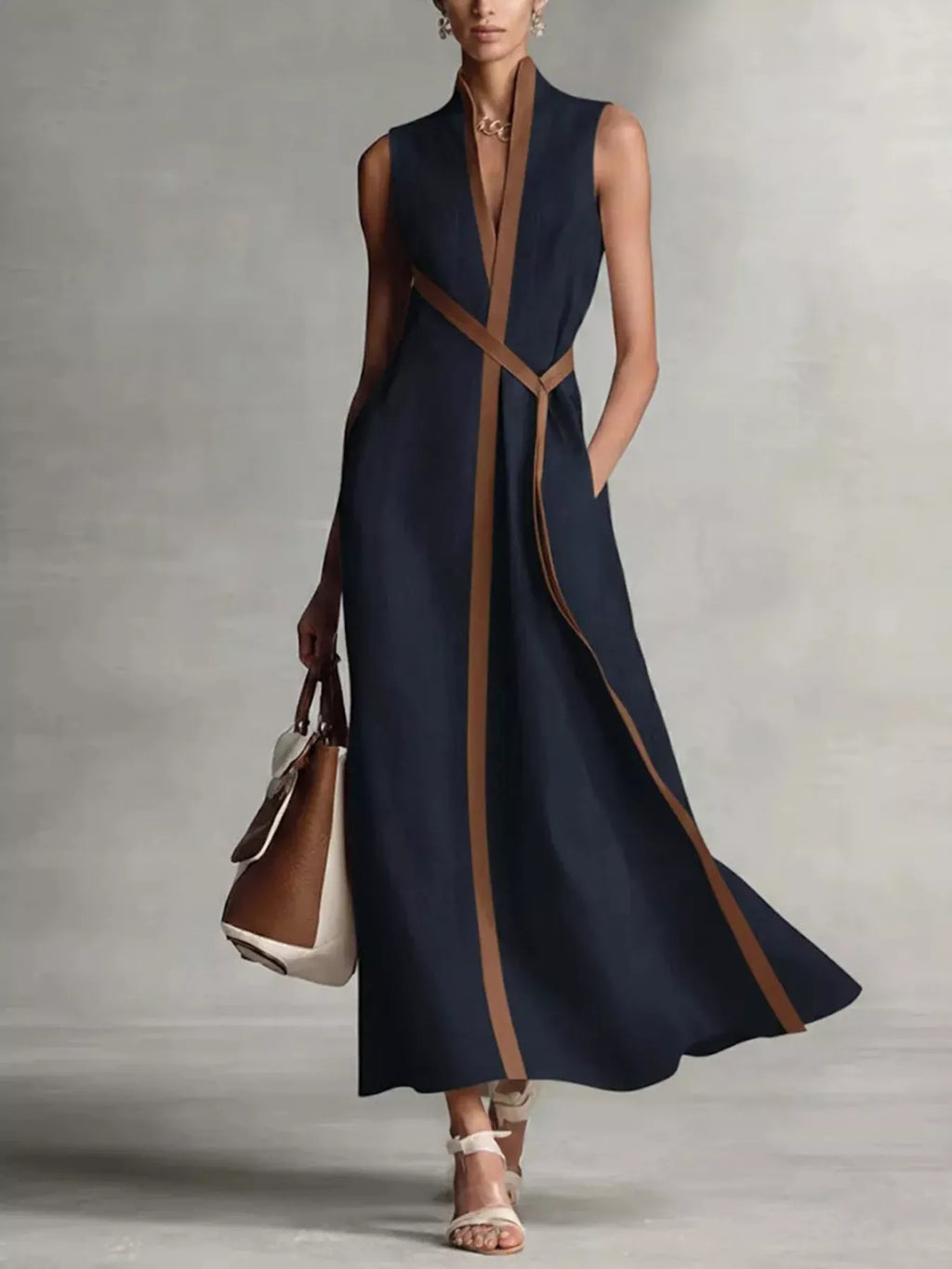 Full Size Contrast Trim Sleeveless Maxi Dress Plus Size - product image 9