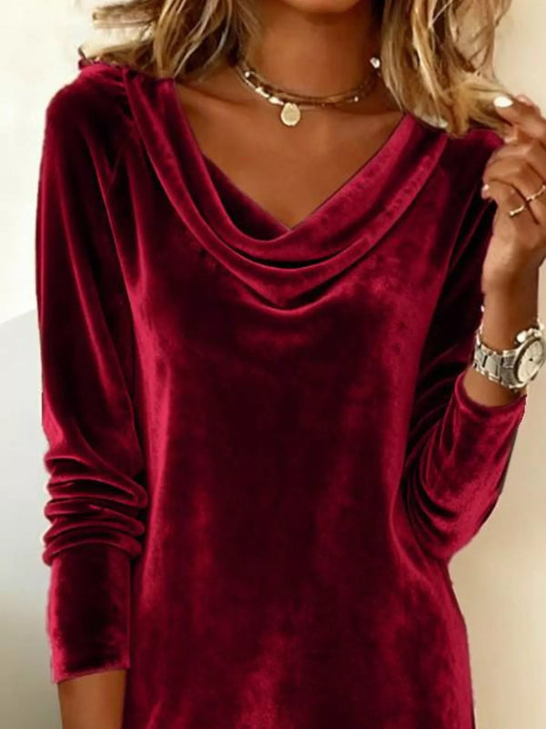 Velvet Cowl Neck Long Sleeve Mini Dress - product image 5
