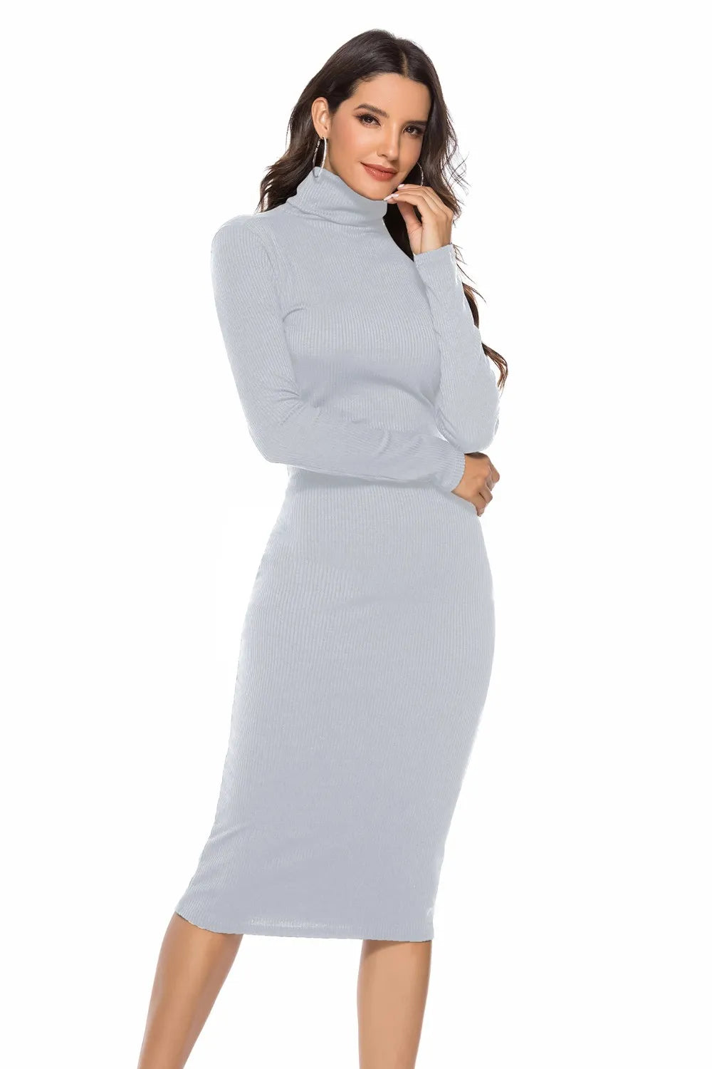 Ribbed Turtleneck Long Sleeve Dress - product image 17