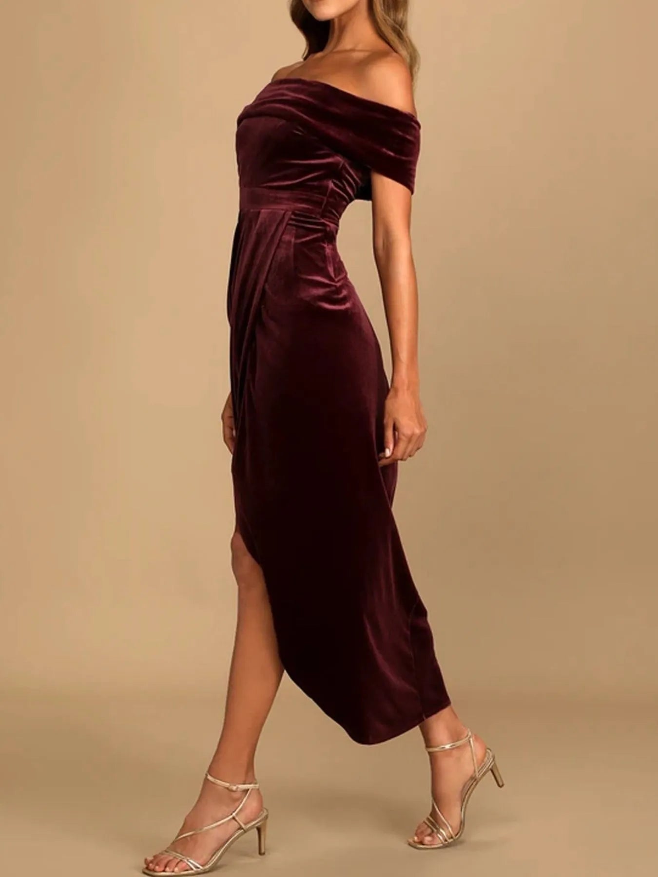 Off-Shoulder Wrap Dress with Side Slit - product image 10