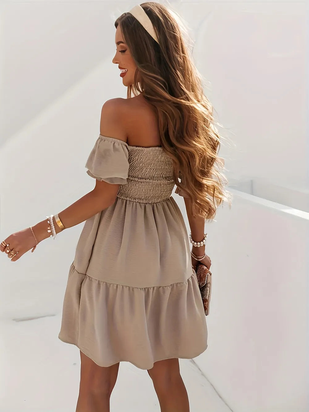 Ruffled Off-Shoulder Short Sleeve Dress - product image 2