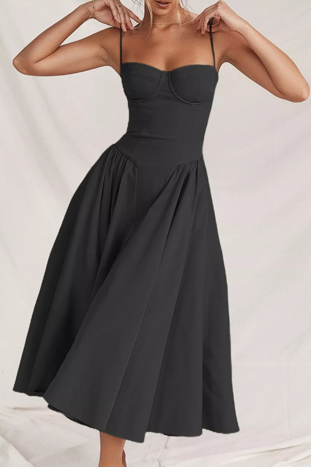 Sweetheart Neck Ruched Midi Dress view 9 - Shopiebay