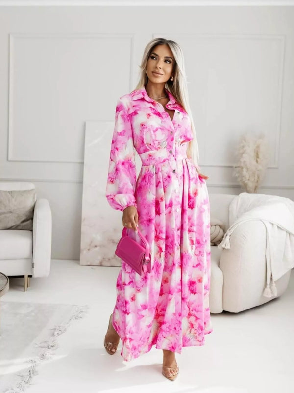 Printed Button Front Maxi Shirt Dress - product image 9