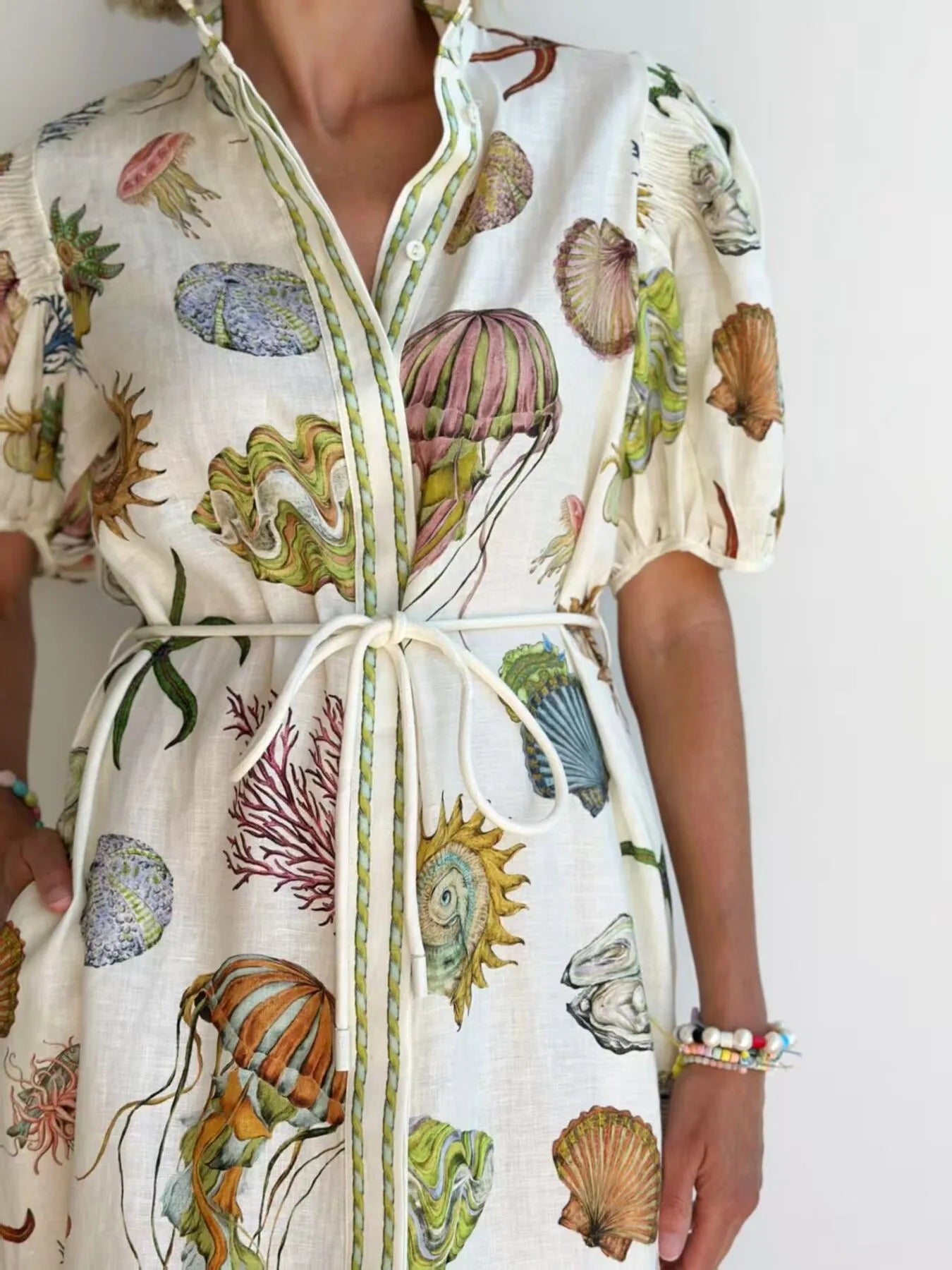Printed Short Sleeve Shirt Dress Secondary image