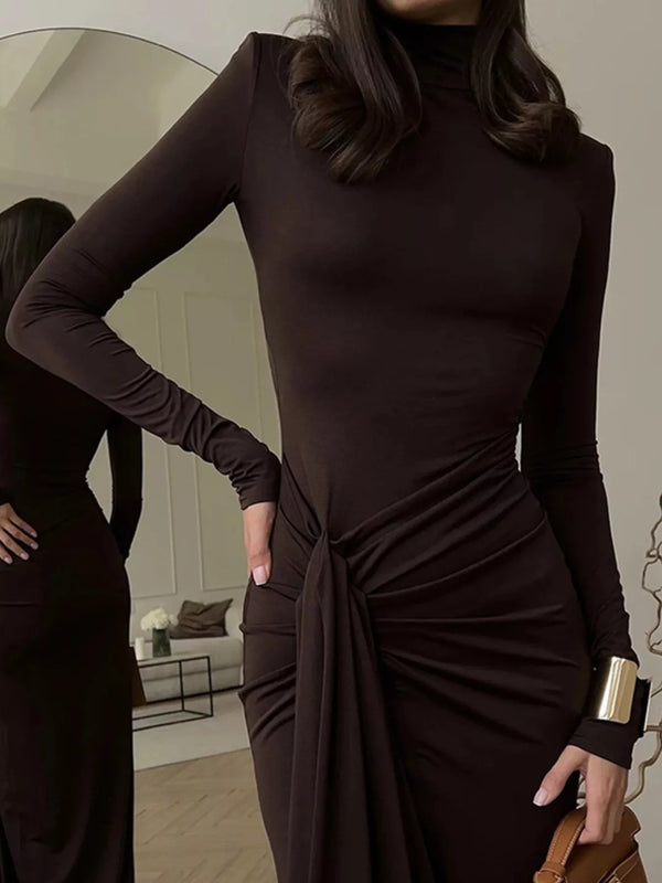 Turtleneck Long Sleeve Slit Maxi Dress - product image 3