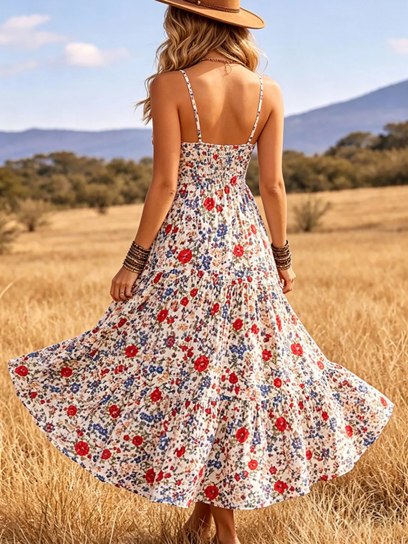 Floral Print V-Neck Midi Dress - product image 9