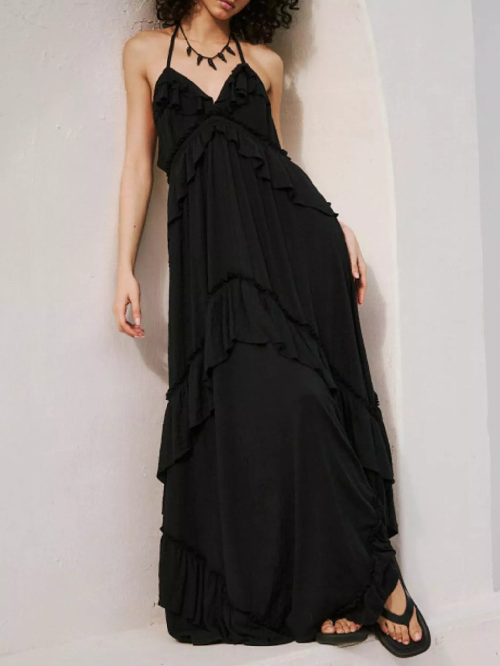 Ruffled Halter Neck Maxi Dress - product image 11
