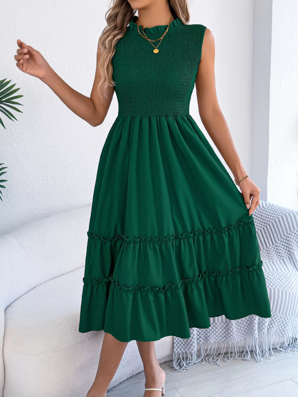 Smocked Sleeveless Tiered Dress - product image 4