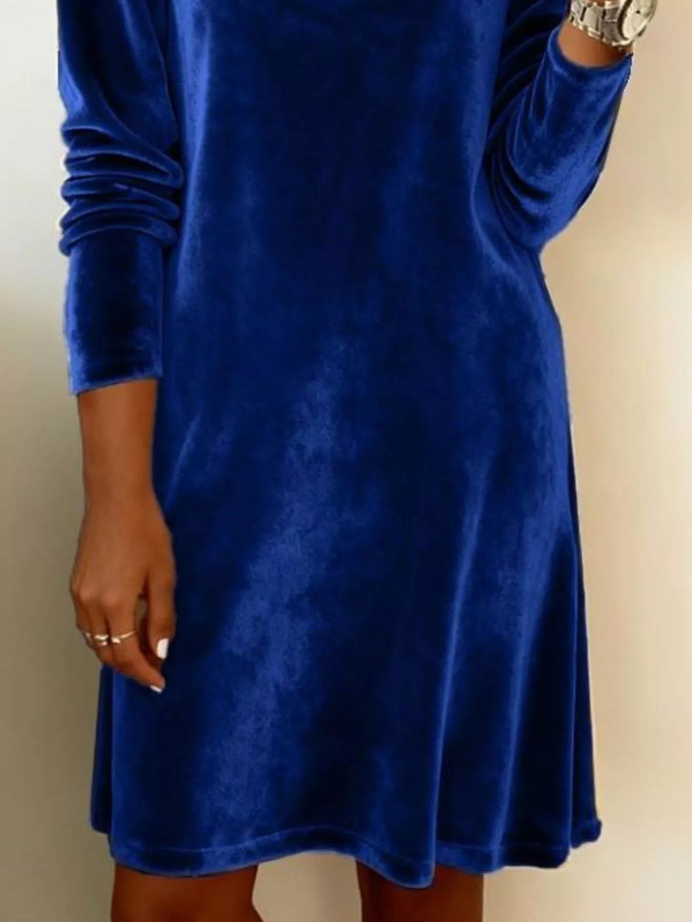 Velvet Cowl Neck Long Sleeve Mini Dress - product image 9