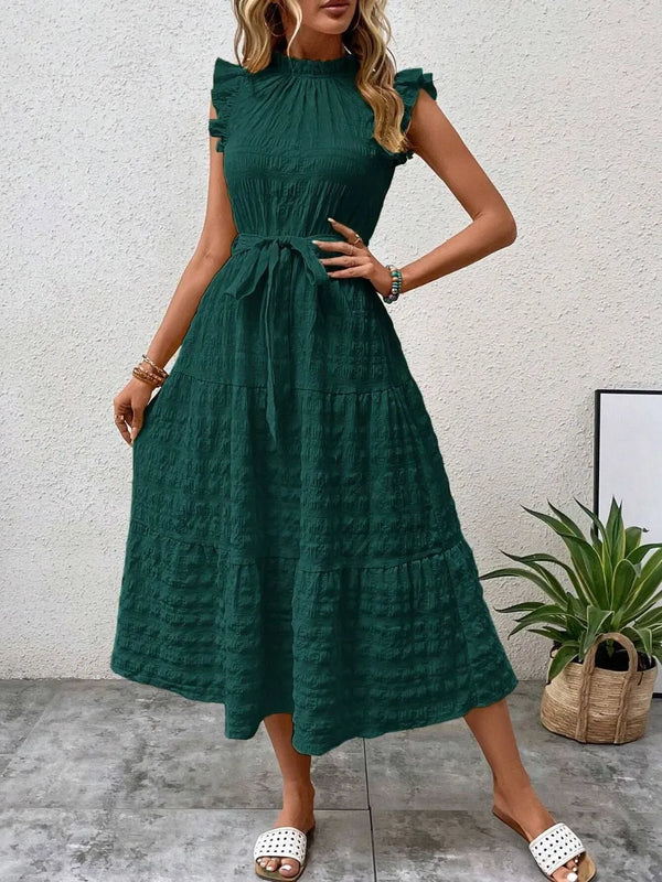 Tied Ruffled Cap Sleeve Midi Dress - product image 10